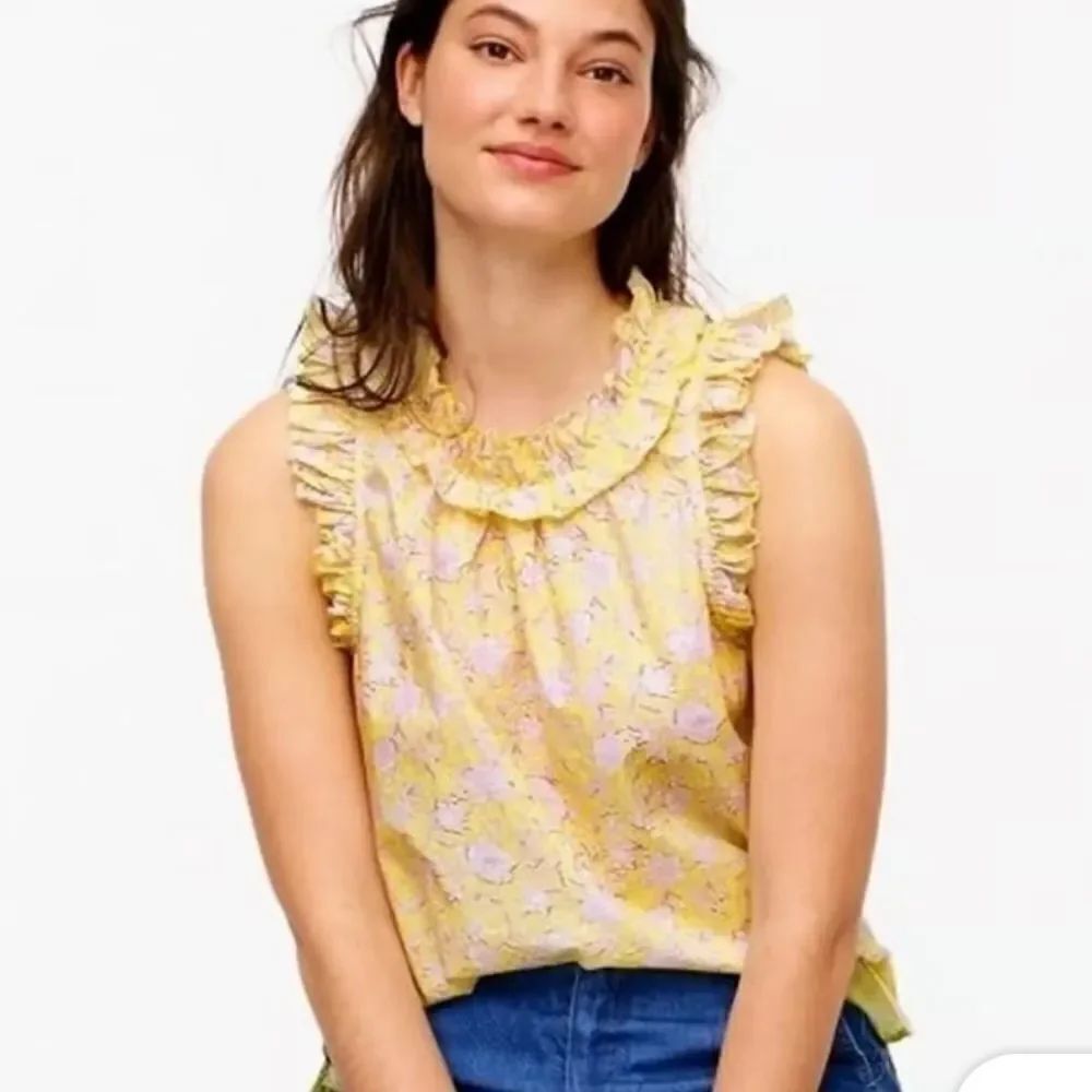 J. Crew Floral Ruffle Tank Top Blouse Women’s XS